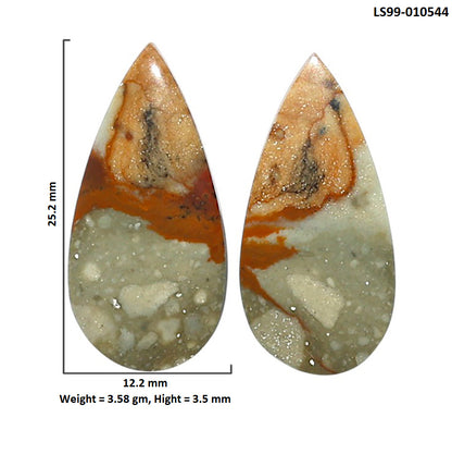 Natural Rocky Butte Picture Jasper 12.2x25.2x3.5 mm Pear Shape Polished Gemstone LS99-010544