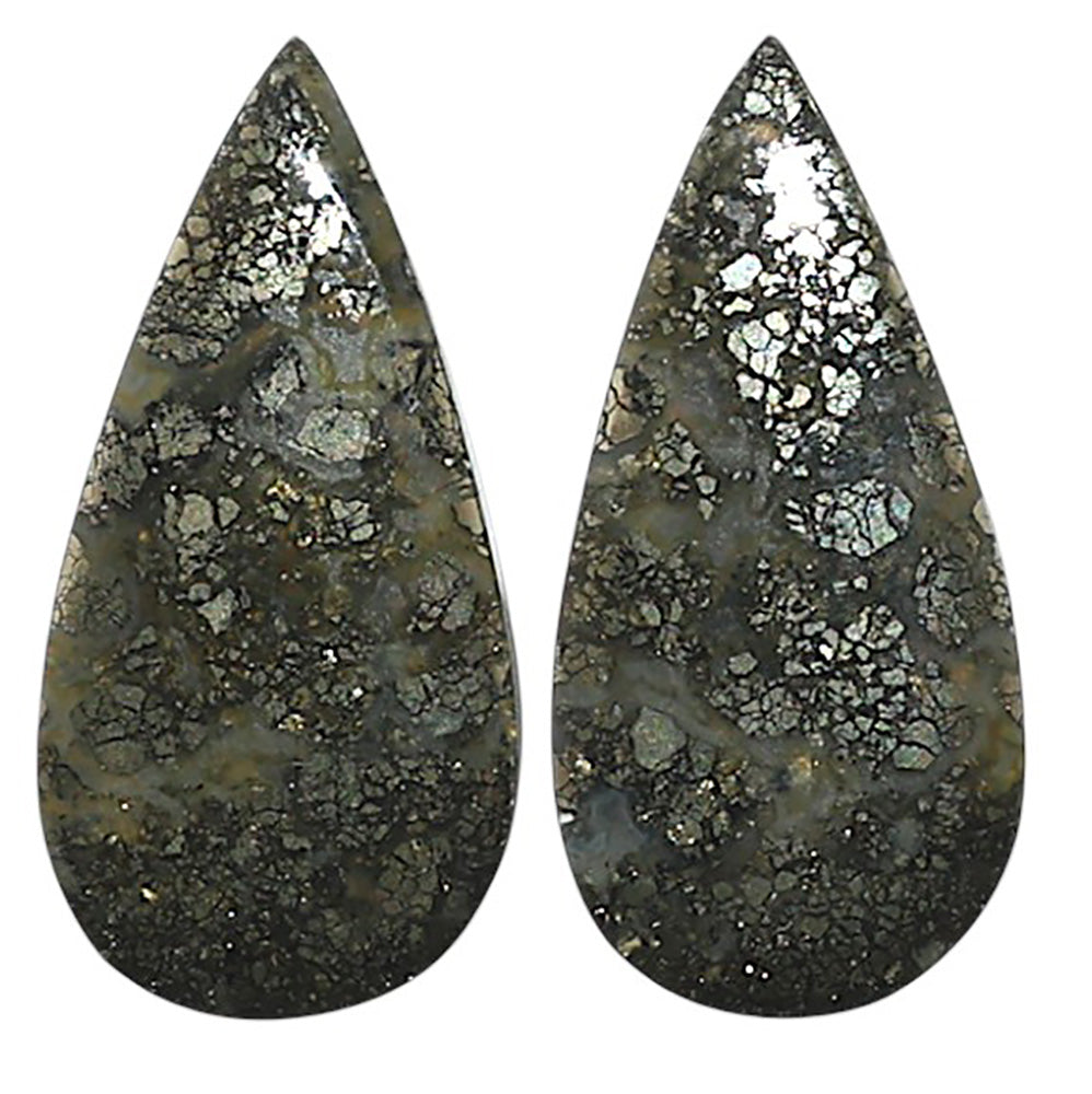 Natural Nipomo Marcasite Agate 11.5x23.7x3.5 mm Pear Shape Polished Gemstone LS99-010547
