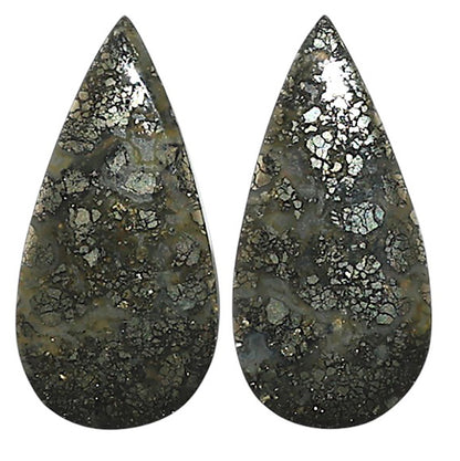 Natural Nipomo Marcasite Agate 11.5x23.7x3.5 mm Pear Shape Polished Gemstone LS99-010547