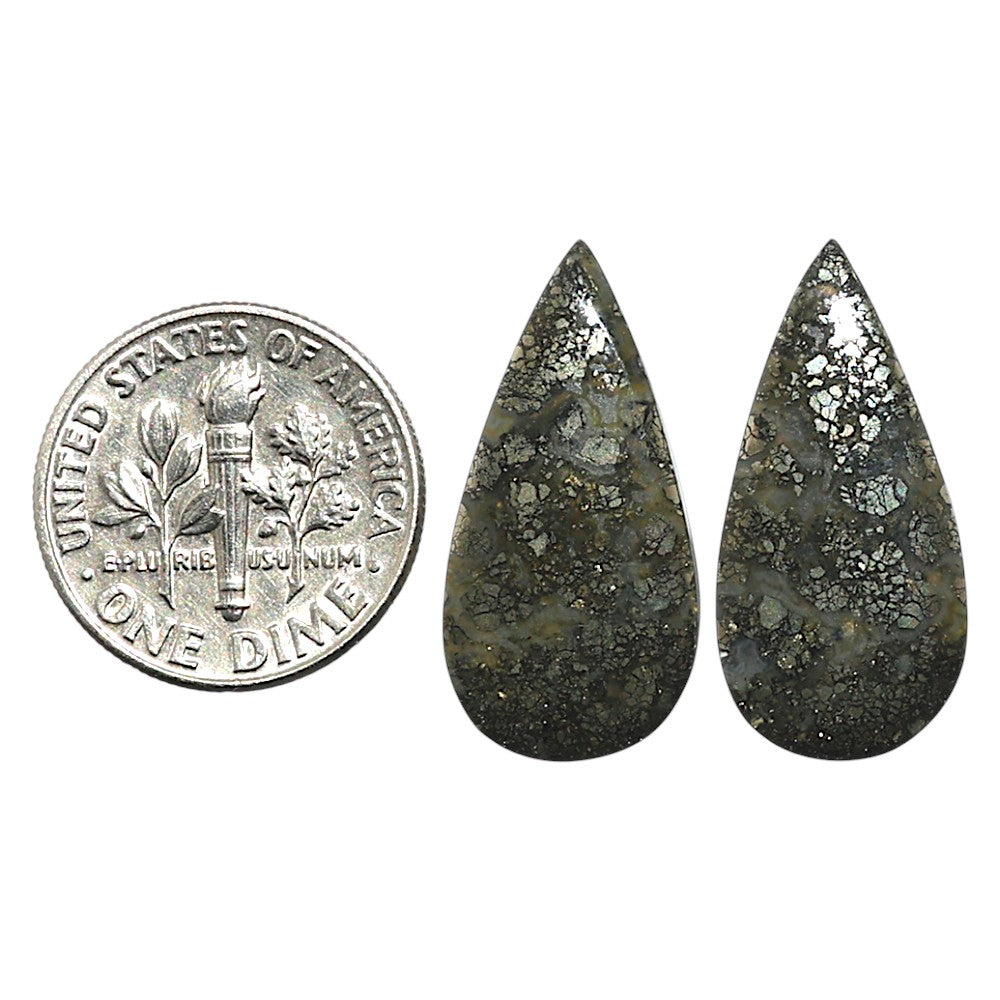 Natural Nipomo Marcasite Agate 11.5x23.7x3.5 mm Pear Shape Polished Gemstone LS99-010547