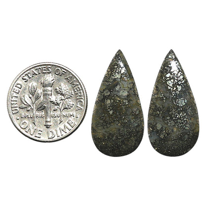 Natural Nipomo Marcasite Agate 11.5x23.7x3.5 mm Pear Shape Polished Gemstone LS99-010547