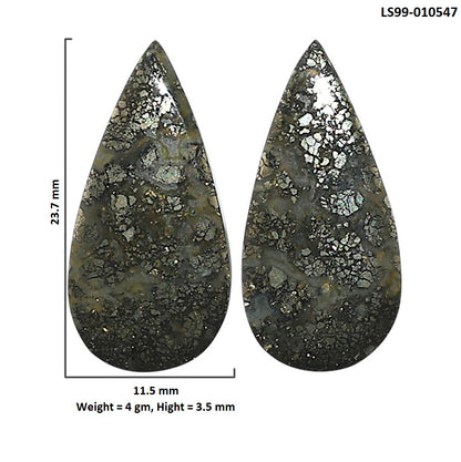 Natural Nipomo Marcasite Agate 11.5x23.7x3.5 mm Pear Shape Polished Gemstone LS99-010547