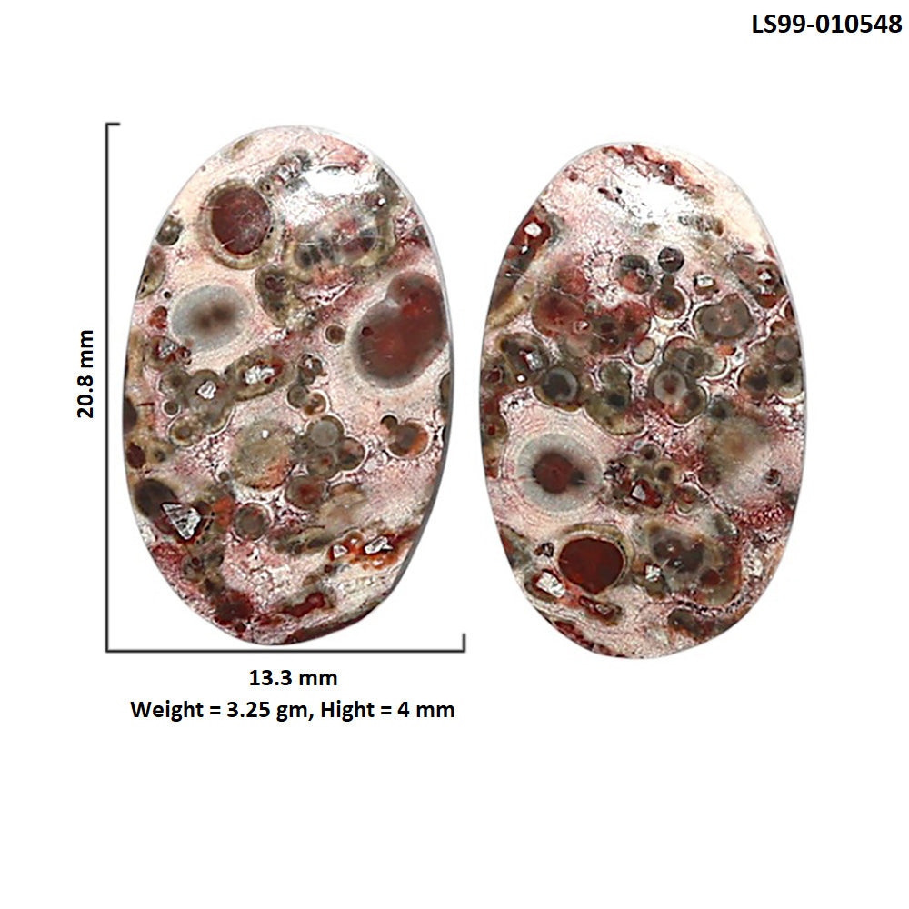 Natural Leopard Skin Jasper 13.3x20.8x4 mm Oval Shape Polished Gemstone LS99-010548
