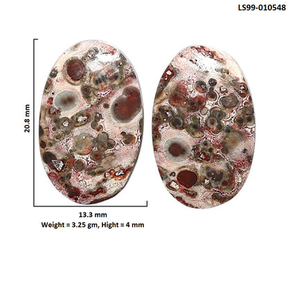 Natural Leopard Skin Jasper 13.3x20.8x4 mm Oval Shape Polished Gemstone LS99-010548