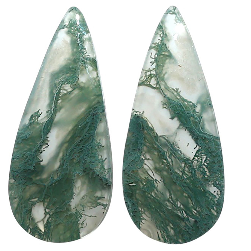 Natural Horse Canyon Moss Agate 13.7x31.5x5 mm Pear Shape Polished Gemstone LS99-010555