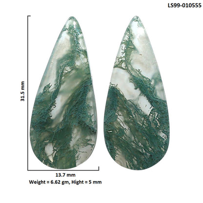 Natural Horse Canyon Moss Agate 13.7x31.5x5 mm Pear Shape Polished Gemstone LS99-010555