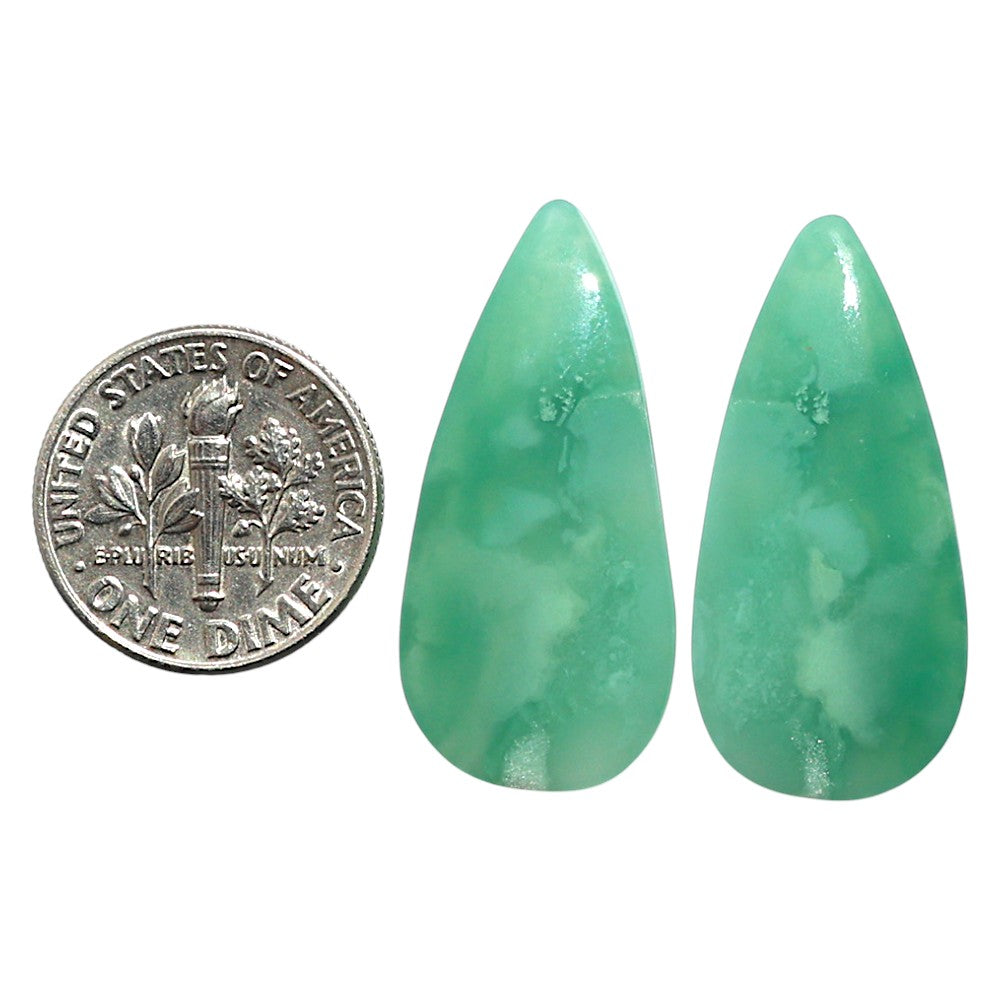 Natural Green Lace Agate 14x29.8x4 mm Pear Shape Polished Gemstone LS99-010563