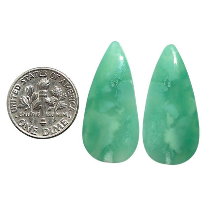 Natural Green Lace Agate 14x29.8x4 mm Pear Shape Polished Gemstone LS99-010563