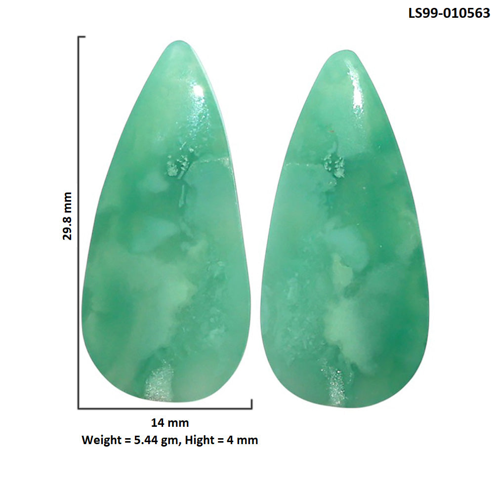 Natural Green Lace Agate 14x29.8x4 mm Pear Shape Polished Gemstone LS99-010563