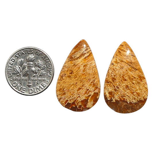 Natural Root Plume Agate 16.1x26.1x4 mm Pear Shape Polished Gemstone LS99-010567
