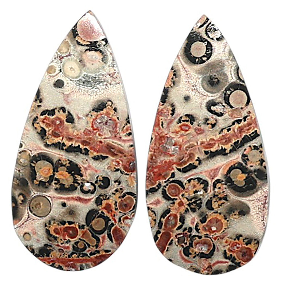 Natural Leopard Skin Jasper 11.1x23.4x3.5 mm Pear Shape Polished Gemstone LS99-010584