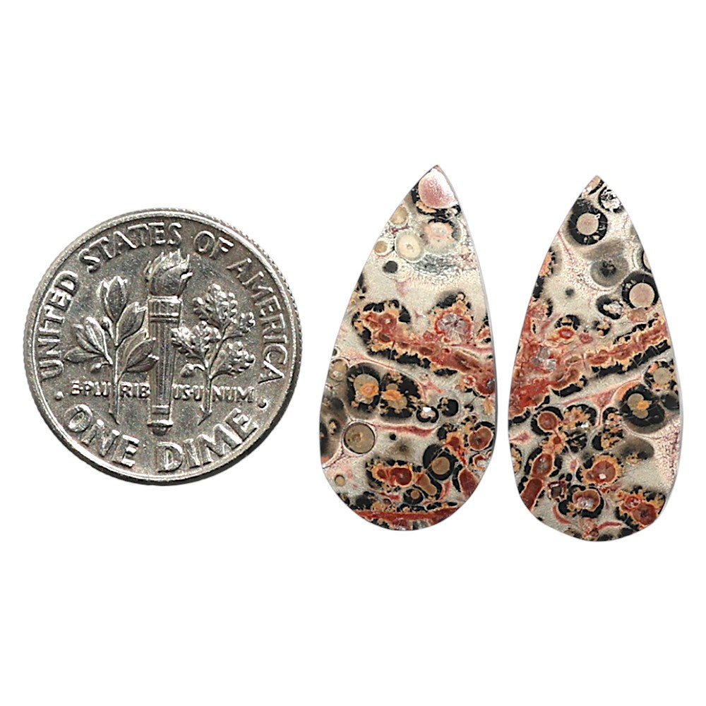 Natural Leopard Skin Jasper 11.1x23.4x3.5 mm Pear Shape Polished Gemstone LS99-010584