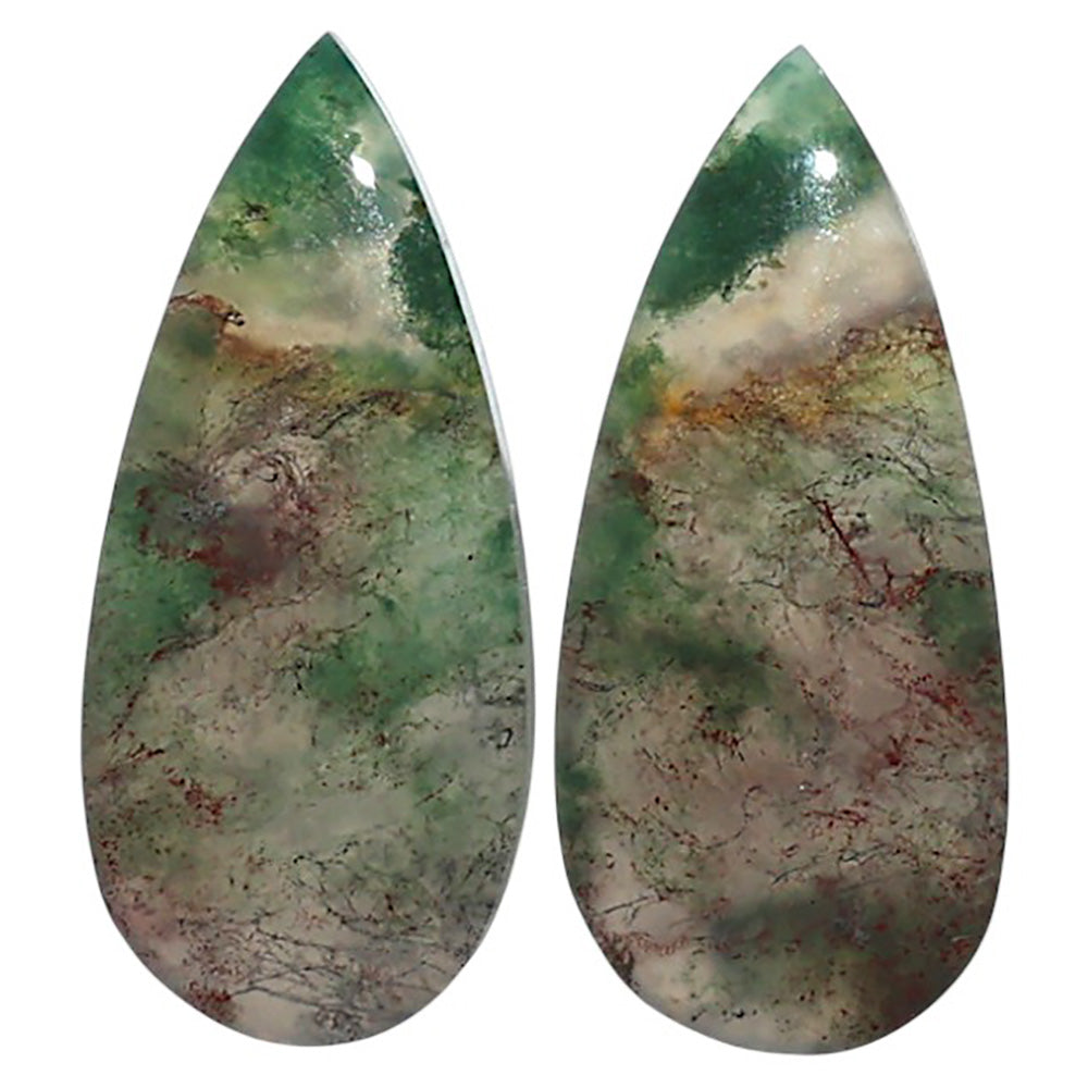 Natural Texas Moss Agate 12.15x26.9x4 mm Pear Shape Polished Gemstone LS99-010585