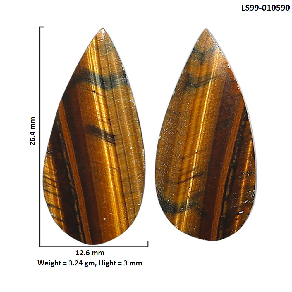 Natural Tiger Eye 12.6x26.4x3 mm Pear Shape Polished Gemstone LS99-010590