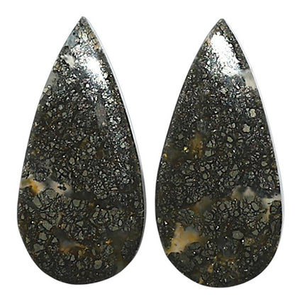 Natural Nipomo Marcasite Agate 11x22.9x3.5 mm Pear Shape Polished Gemstone LS99-010596