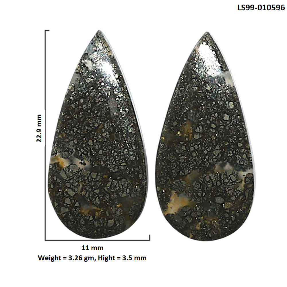 Natural Nipomo Marcasite Agate 11x22.9x3.5 mm Pear Shape Polished Gemstone LS99-010596