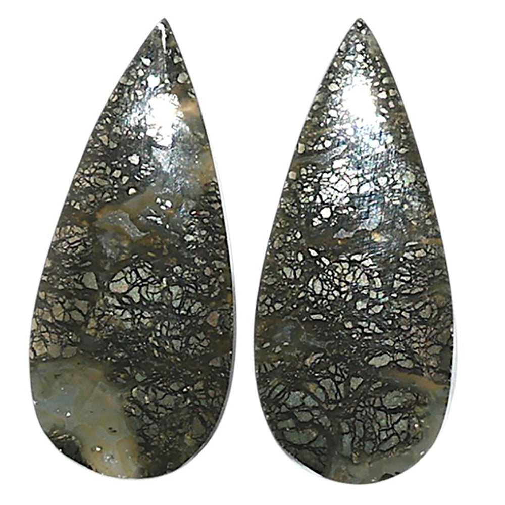 Natural Nipomo Marcasite Agate 11x25.2x4 mm Pear Shape Polished Gemstone LS99-010607