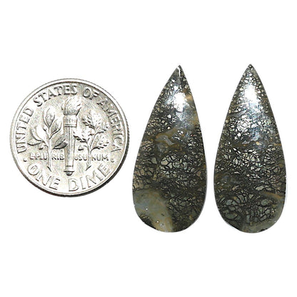 Natural Nipomo Marcasite Agate 11x25.2x4 mm Pear Shape Polished Gemstone LS99-010607
