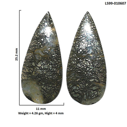 Natural Nipomo Marcasite Agate 11x25.2x4 mm Pear Shape Polished Gemstone LS99-010607