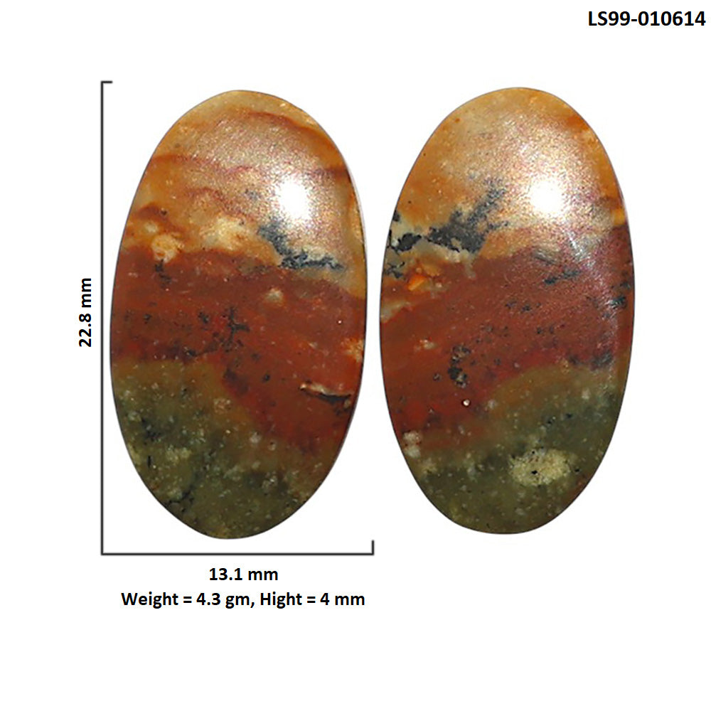 Natural Rocky Butte Picture Jasper 13.1x22.8x4 mm Oval Shape Polished Gemstone LS99-010614