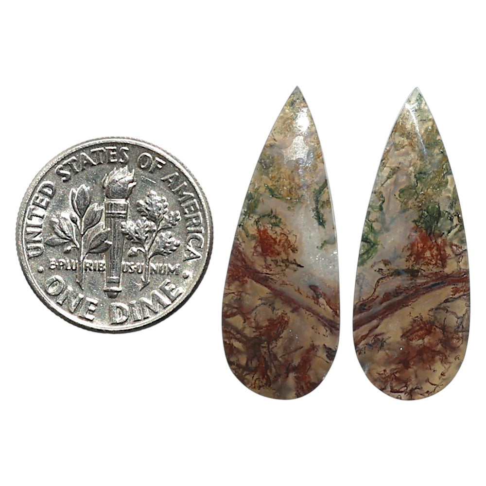 Natural Texas Moss Agate 10.3x28.3x3.5 mm Pear Shape Polished Gemstone LS99-010624