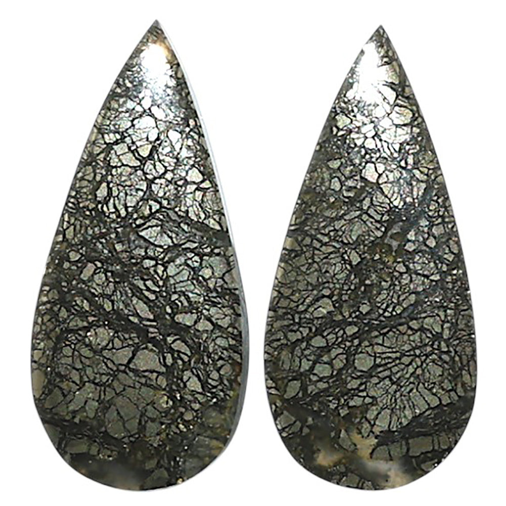 Natural Nipomo Marcasite Agate 10.9x23.7x3.5 mm Pear Shape Polished Gemstone LS99-010629