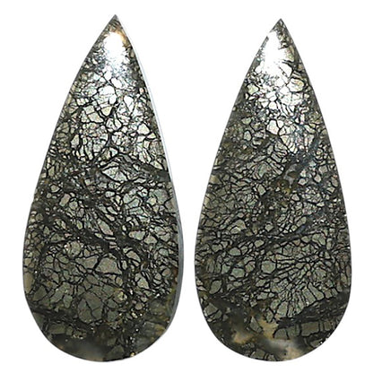Natural Nipomo Marcasite Agate 10.9x23.7x3.5 mm Pear Shape Polished Gemstone LS99-010629