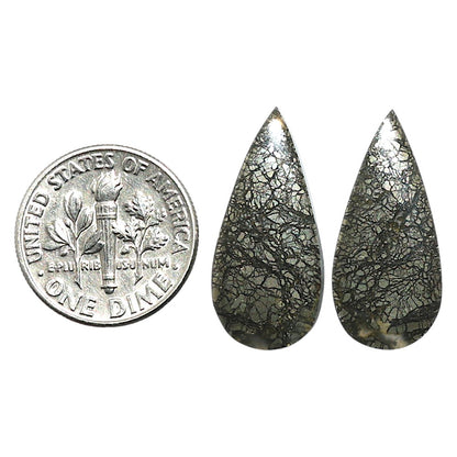 Natural Nipomo Marcasite Agate 10.9x23.7x3.5 mm Pear Shape Polished Gemstone LS99-010629