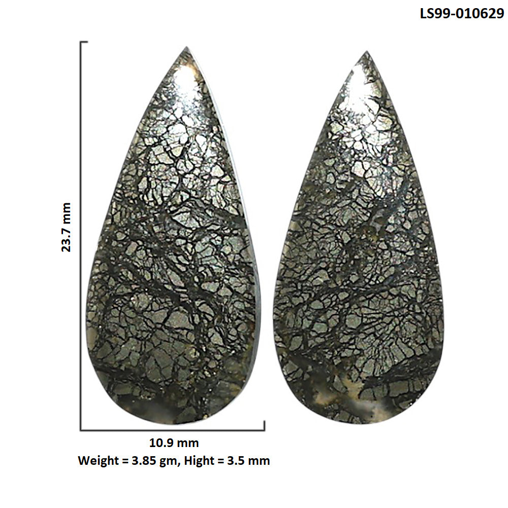 Natural Nipomo Marcasite Agate 10.9x23.7x3.5 mm Pear Shape Polished Gemstone LS99-010629