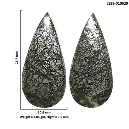 Natural Nipomo Marcasite Agate 10.9x23.7x3.5 mm Pear Shape Polished Gemstone LS99-010629
