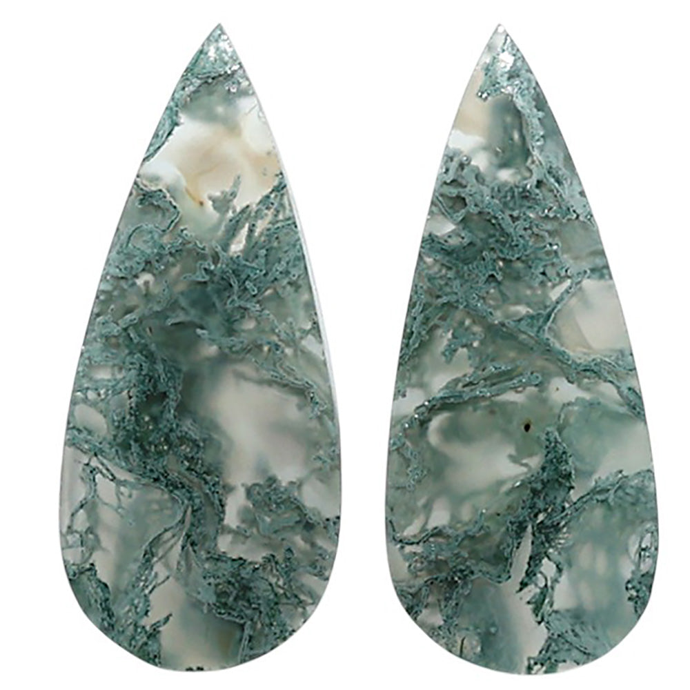 Natural Horse Canyon Moss Agate 11.5x26.65x4.5 mm Pear Shape Polished Gemstone LS99-010630