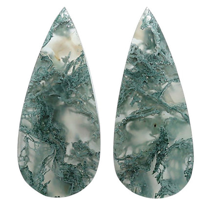 Natural Horse Canyon Moss Agate 11.5x26.65x4.5 mm Pear Shape Polished Gemstone LS99-010630
