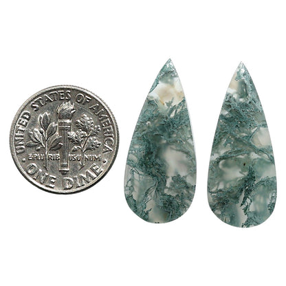 Natural Horse Canyon Moss Agate 11.5x26.65x4.5 mm Pear Shape Polished Gemstone LS99-010630