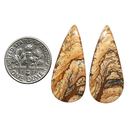 Natural Picture Jasper 13.1x29.2x3.5 mm Pear Shape Polished Gemstone LS99-010631