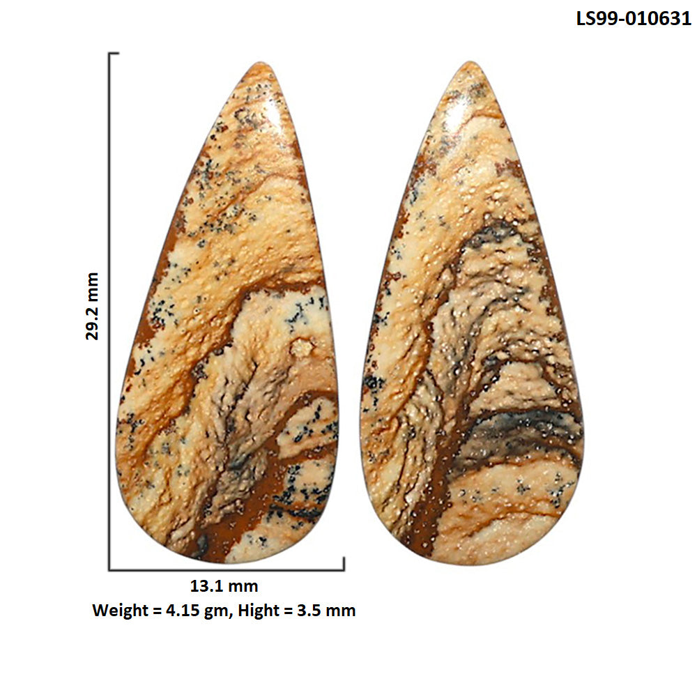 Natural Picture Jasper 13.1x29.2x3.5 mm Pear Shape Polished Gemstone LS99-010631