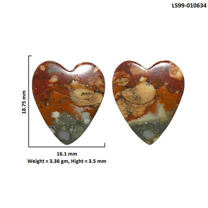 Natural Rocky Butte Picture Jasper 16.1x18.75x3.5 mm Heart Shape Polished Gemstone LS99-010634
