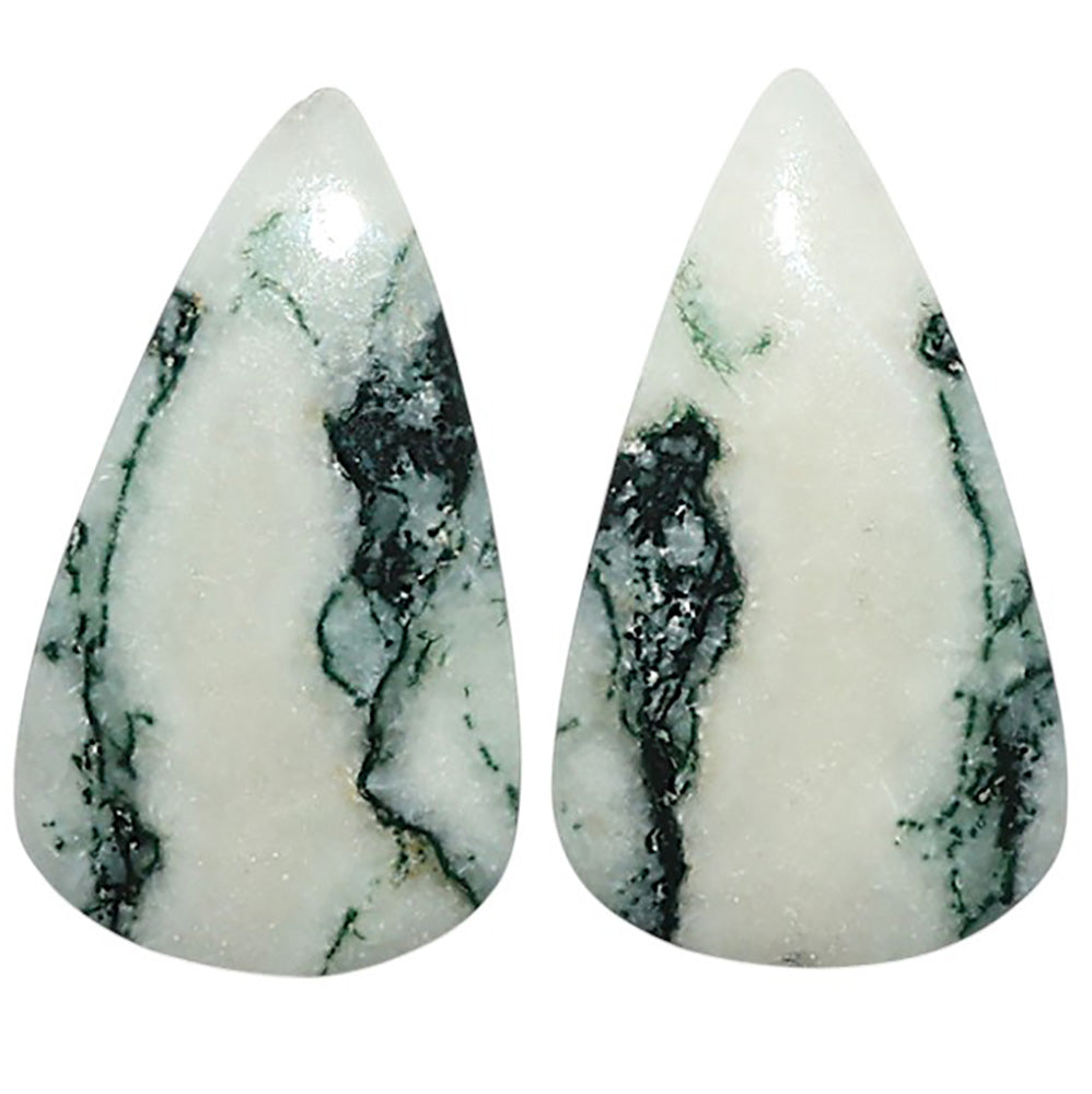 Natural Tree Weed Moss Agate 16.4x28.15x3.5 mm Pear Shape Polished Gemstone LS99-010642