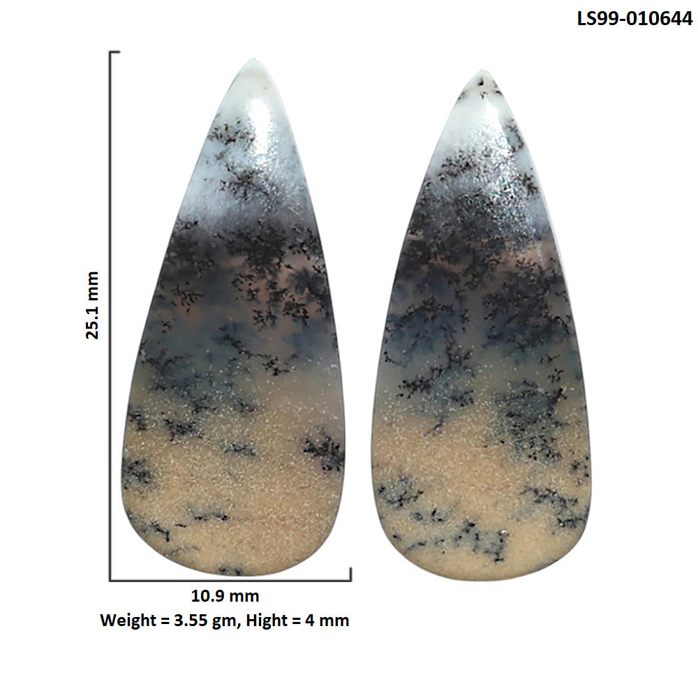 Natural Honey Dendritic Opal 10.9x25.1x4 mm Pear Shape Polished Gemstone LS99-010644