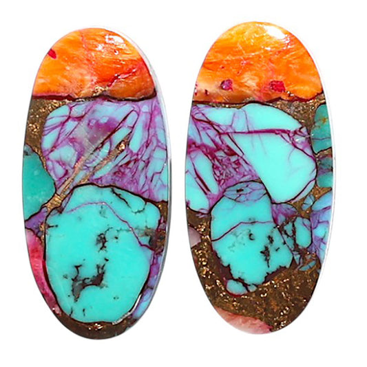 Natural Kingman Orange Dahlia Turquoise 9.1x19x2.8 mm Oval Shape Polished Gemstone LS99-09478
