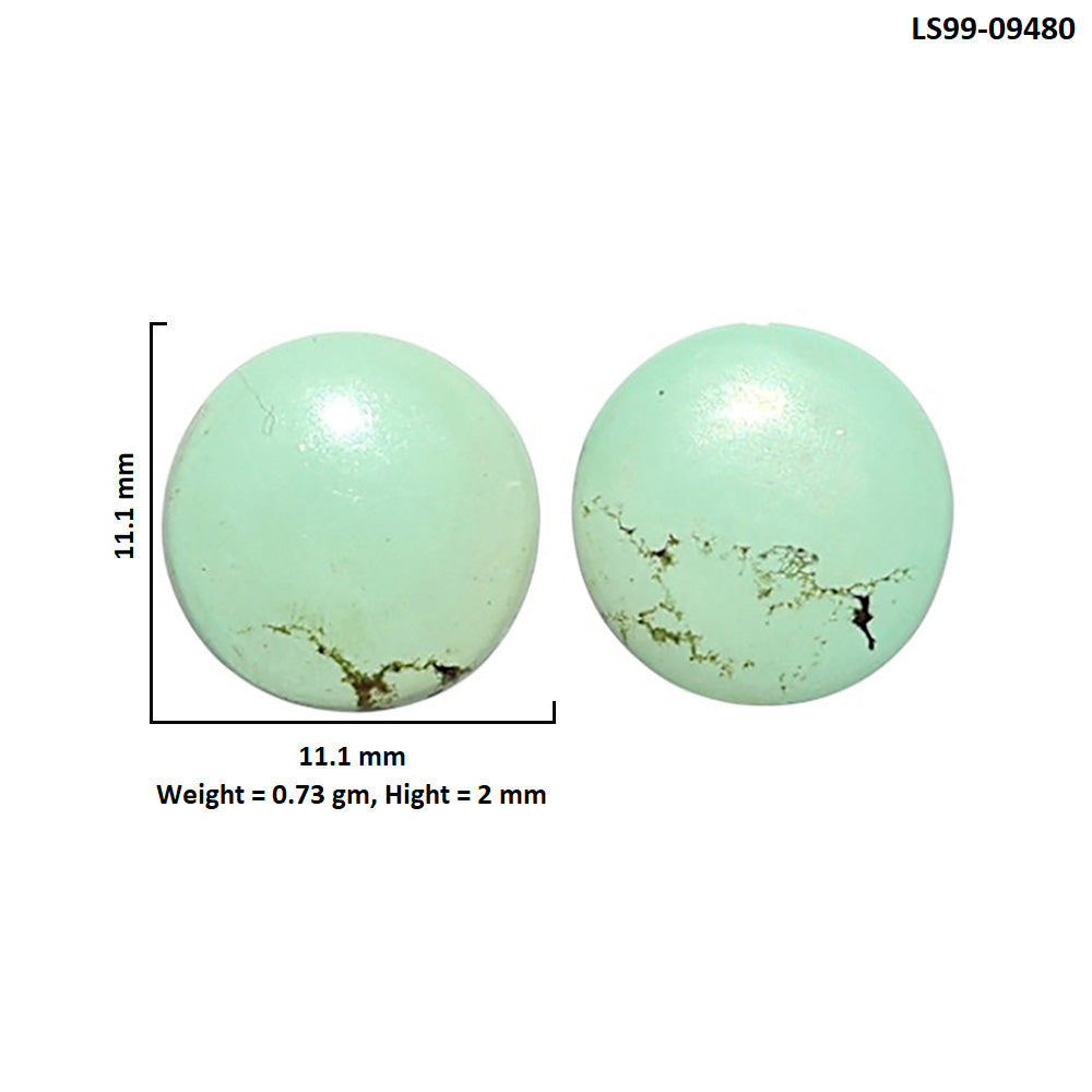 Natural Utah Variscite 11.1x11.1x2 mm Round Shape Polished Gemstone LS99-09480