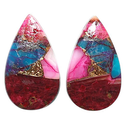 Natural Kingman Pink Dahlia Turquoise 10.1x17.5x2.7 mm Pear Shape Polished Gemstone LS99-09489