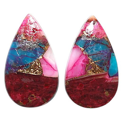 Natural Kingman Pink Dahlia Turquoise 10.1x17.5x2.7 mm Pear Shape Polished Gemstone LS99-09489