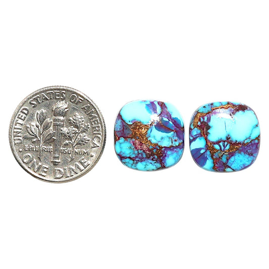 Natural Kingman Purple Dahlia Turquoise 13.1x13.1x4 mm Cushion Shape Polished Gemstone LS99-09494