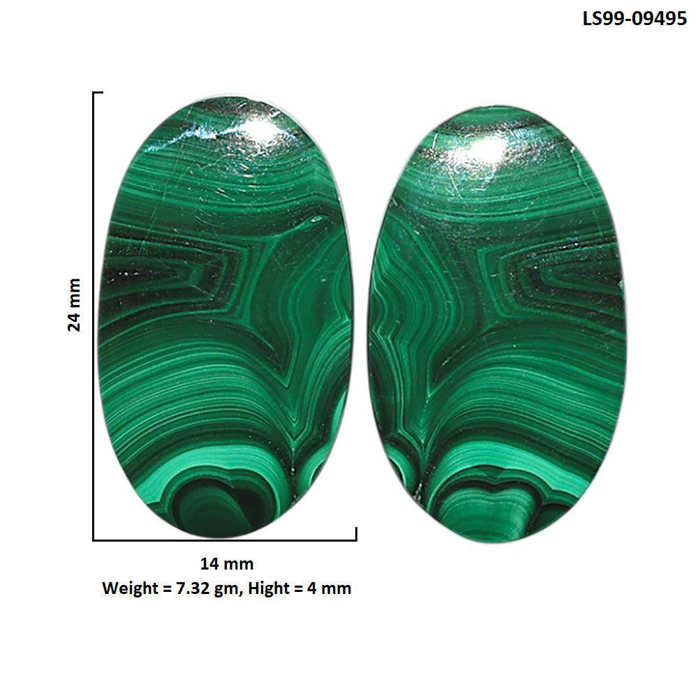 Natural Malachite Eye 14x24x4 mm Oval Shape Polished Gemstone LS99-09495
