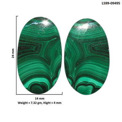 Natural Malachite Eye 14x24x4 mm Oval Shape Polished Gemstone LS99-09495