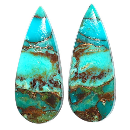 Natural Kingman Copper Teal Turquoise 9.8x24x3.5 mm Pear Shape Polished Gemstone LS99-09497