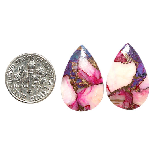 Natural Kingman Pink Dahlia Turquoise 15x23.5x3 mm Pear Shape Polished Gemstone LS99-09499