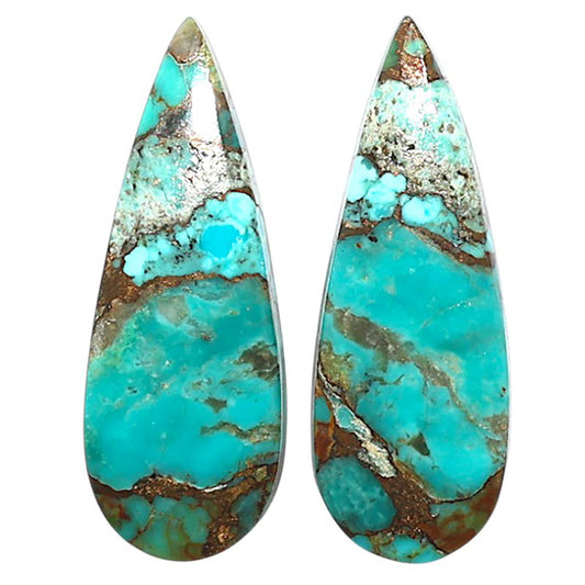 Natural Kingman Copper Teal Turquoise 10x26.9x3 mm Pear Shape Polished Gemstone LS99-09507
