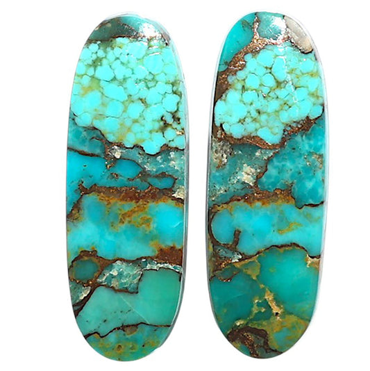 Natural Kingman Copper Teal Turquoise 9x25.7x2.7 mm Oval Shape Polished Gemstone LS99-09510