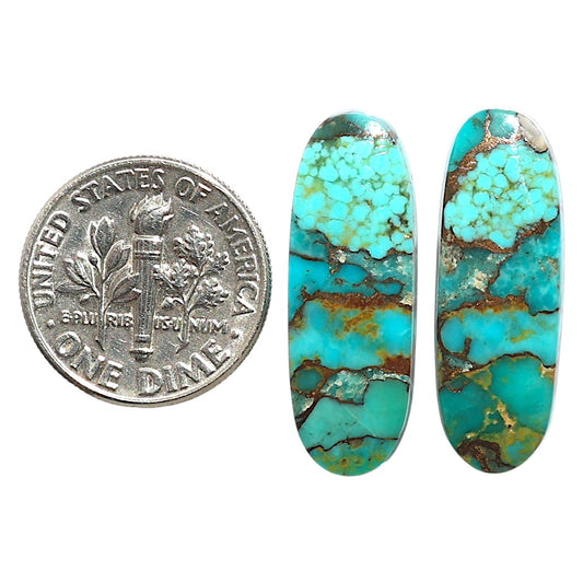 Natural Kingman Copper Teal Turquoise 9x25.7x2.7 mm Oval Shape Polished Gemstone LS99-09510